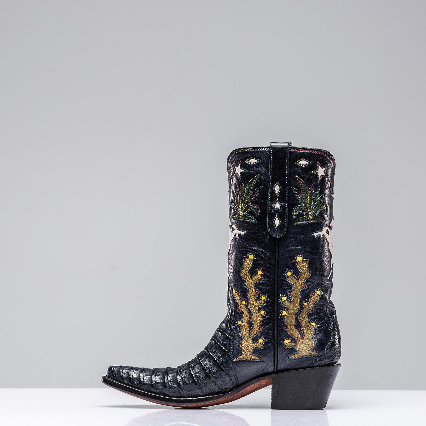 Inlaid Western Boot In Navy | Ladies - Cowboy Boots | Stallion Boots