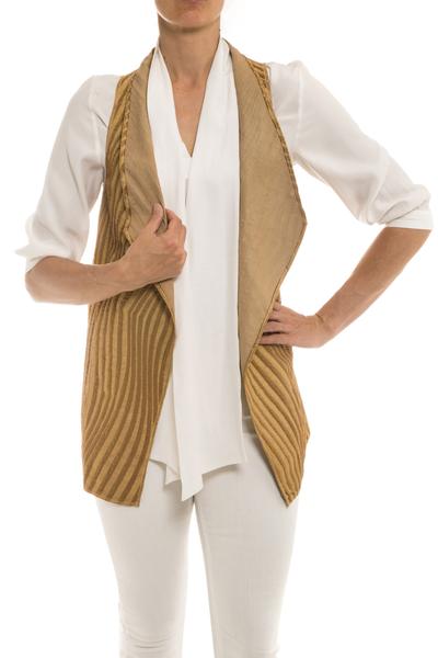 Dune Kalahari Leather/Chiffon Vest in Desert Ladies - Tops
