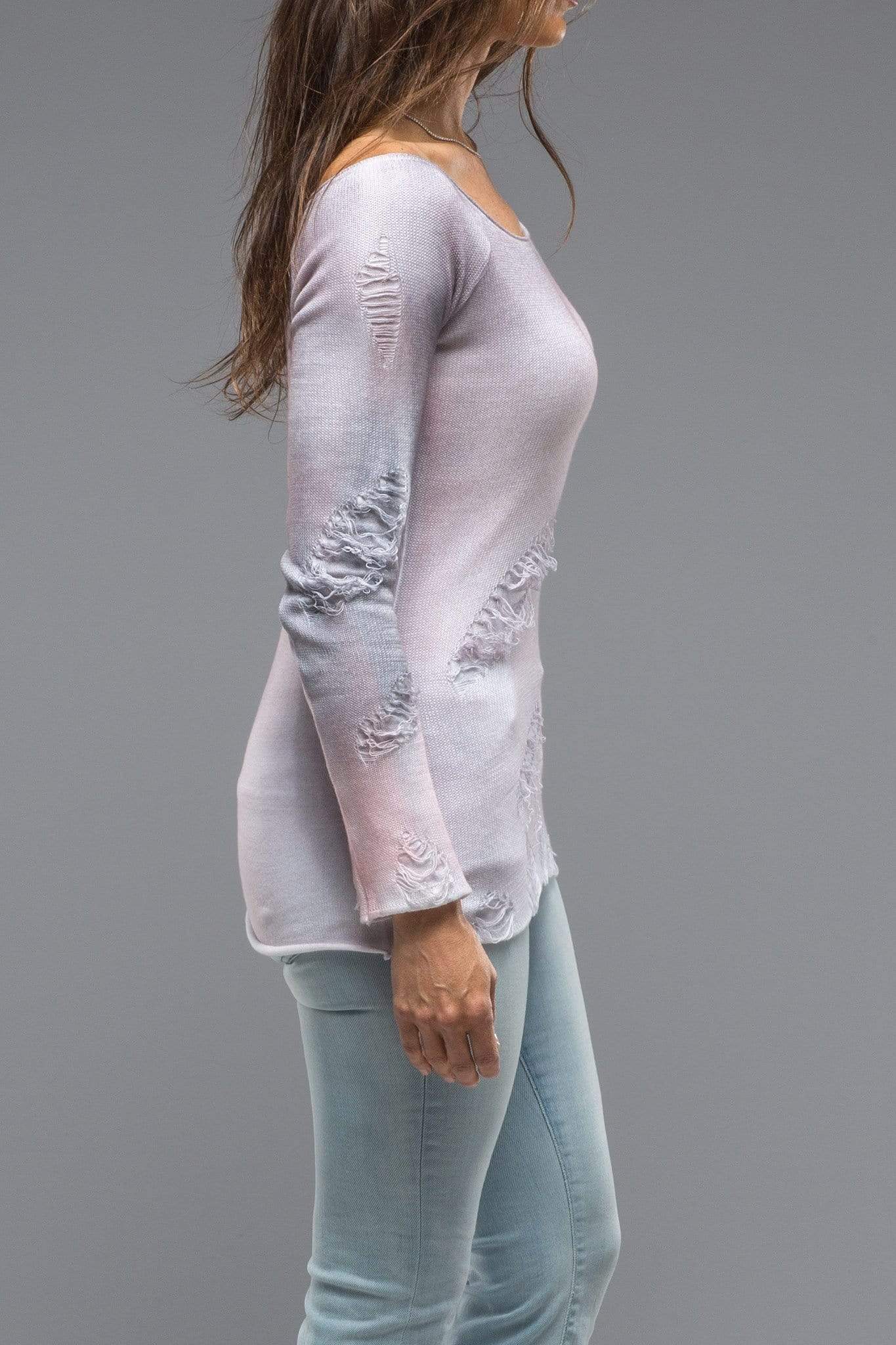 Silvia Knit Top With Distressed Details In Smokey Rose | Ladies - Sweaters | Dune