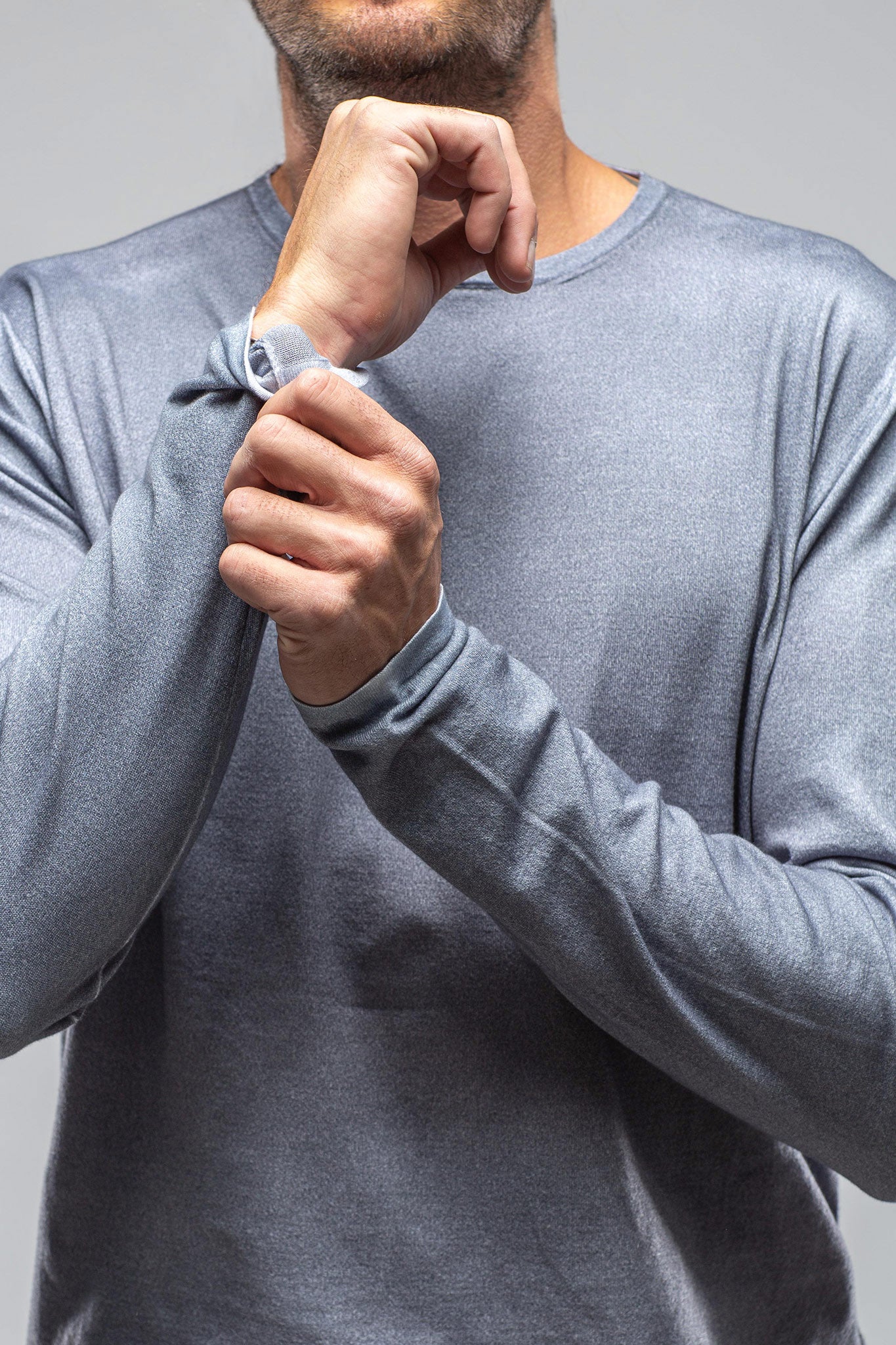 Charleston Stretch Crew Neck In Steel | Mens - Sweaters | Dune