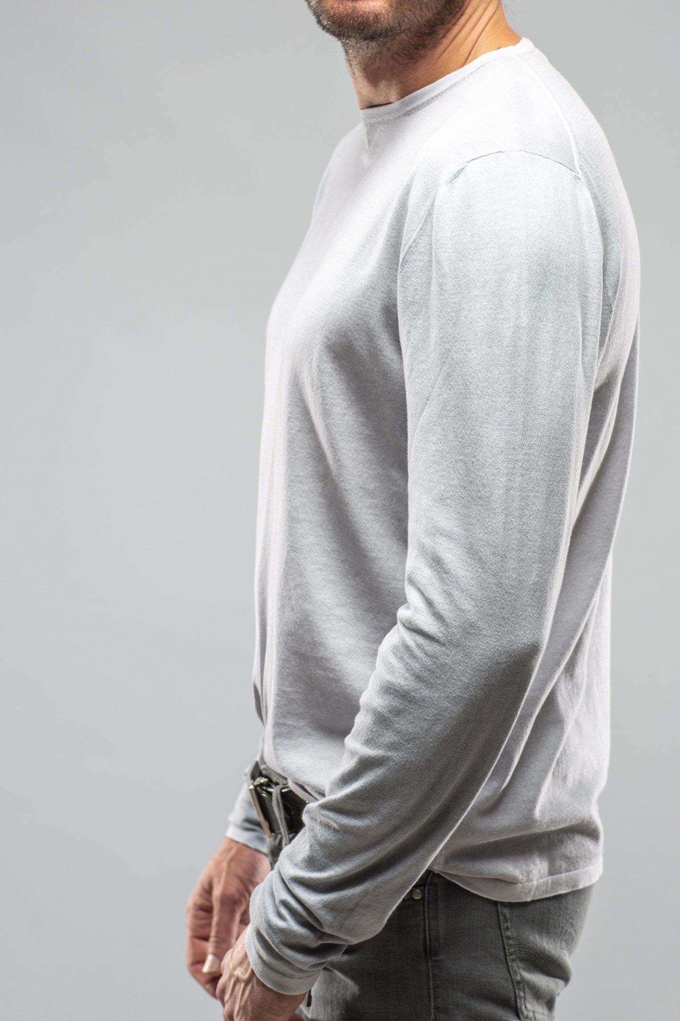 Charleston Stretch Crew Neck In Grey | Mens - Sweaters | Dune