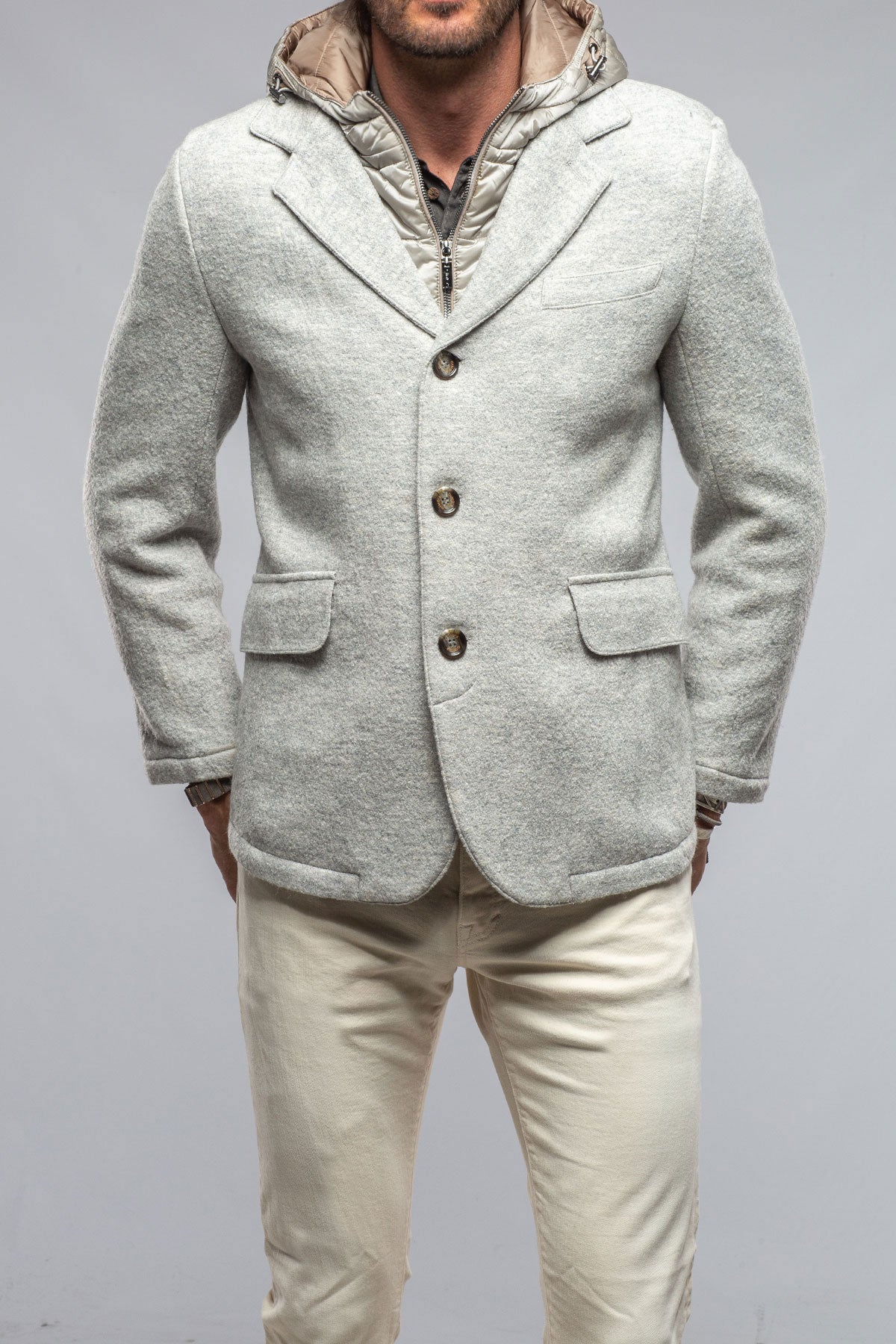 Gimo's Carmichael Wool/Mohair Jacket In Light Grey Warehouse - Mens - Outerwear - Cloth
