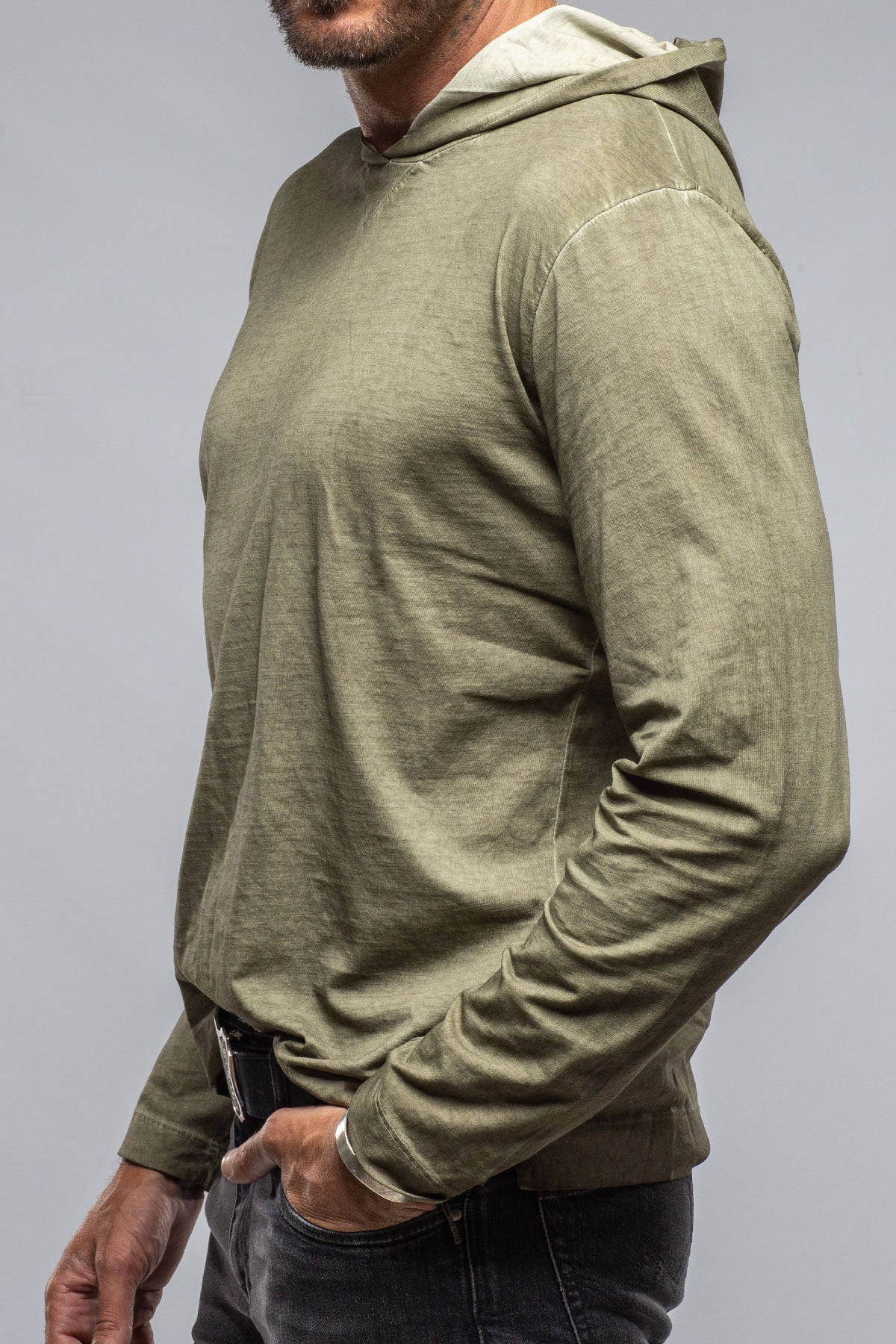 Gimo's Cotton Ventura Hooded Tee in Moss Mens - Shirts - T-Shirts