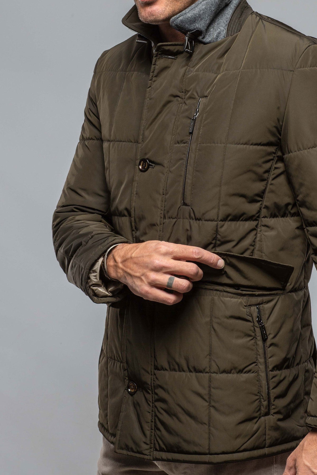 Gimo's Edison Quilted Jacket In Olive Warehouse - Mens - Outerwear - Cloth