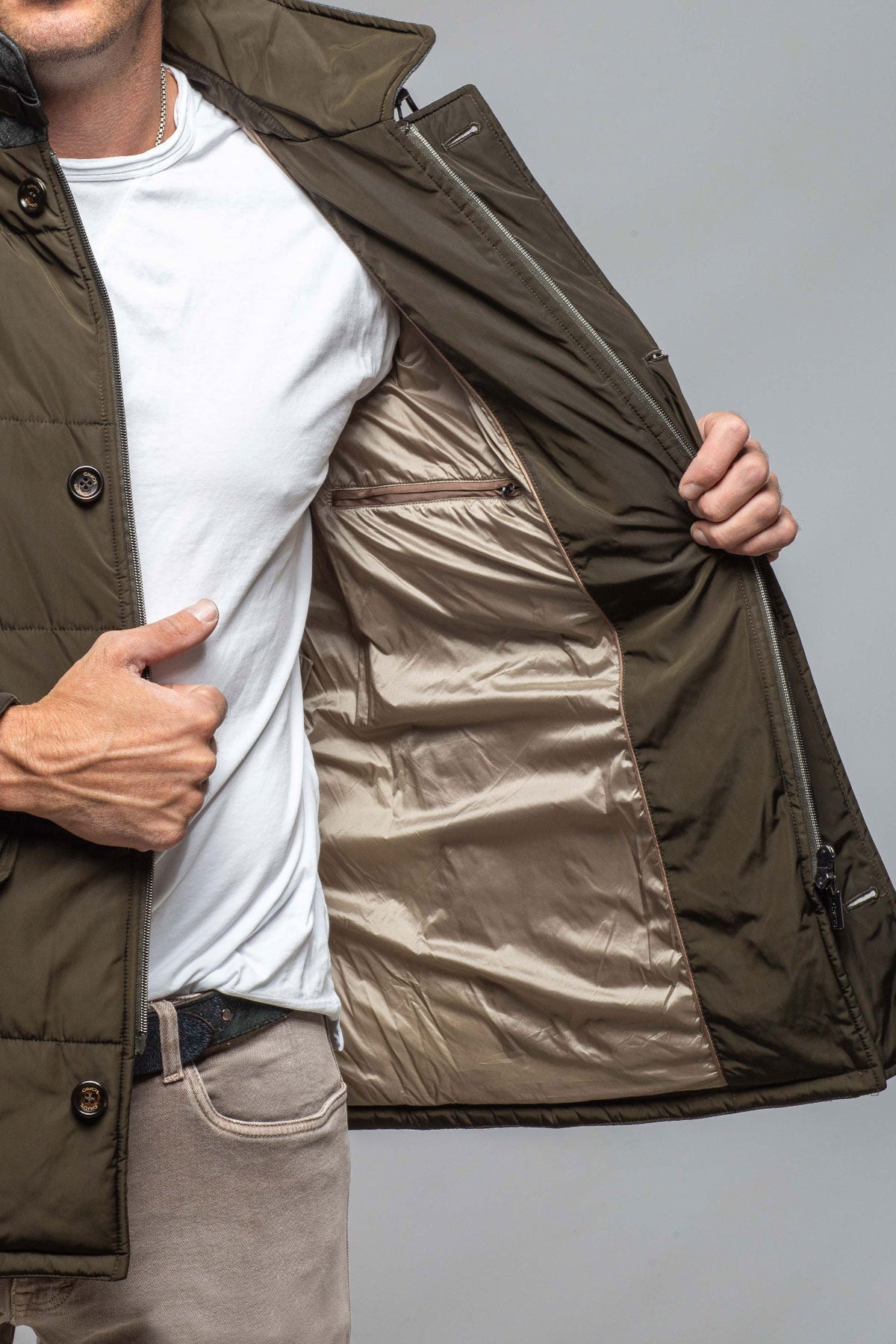 Gimo's Edison Quilted Jacket In Olive Warehouse - Mens - Outerwear - Cloth