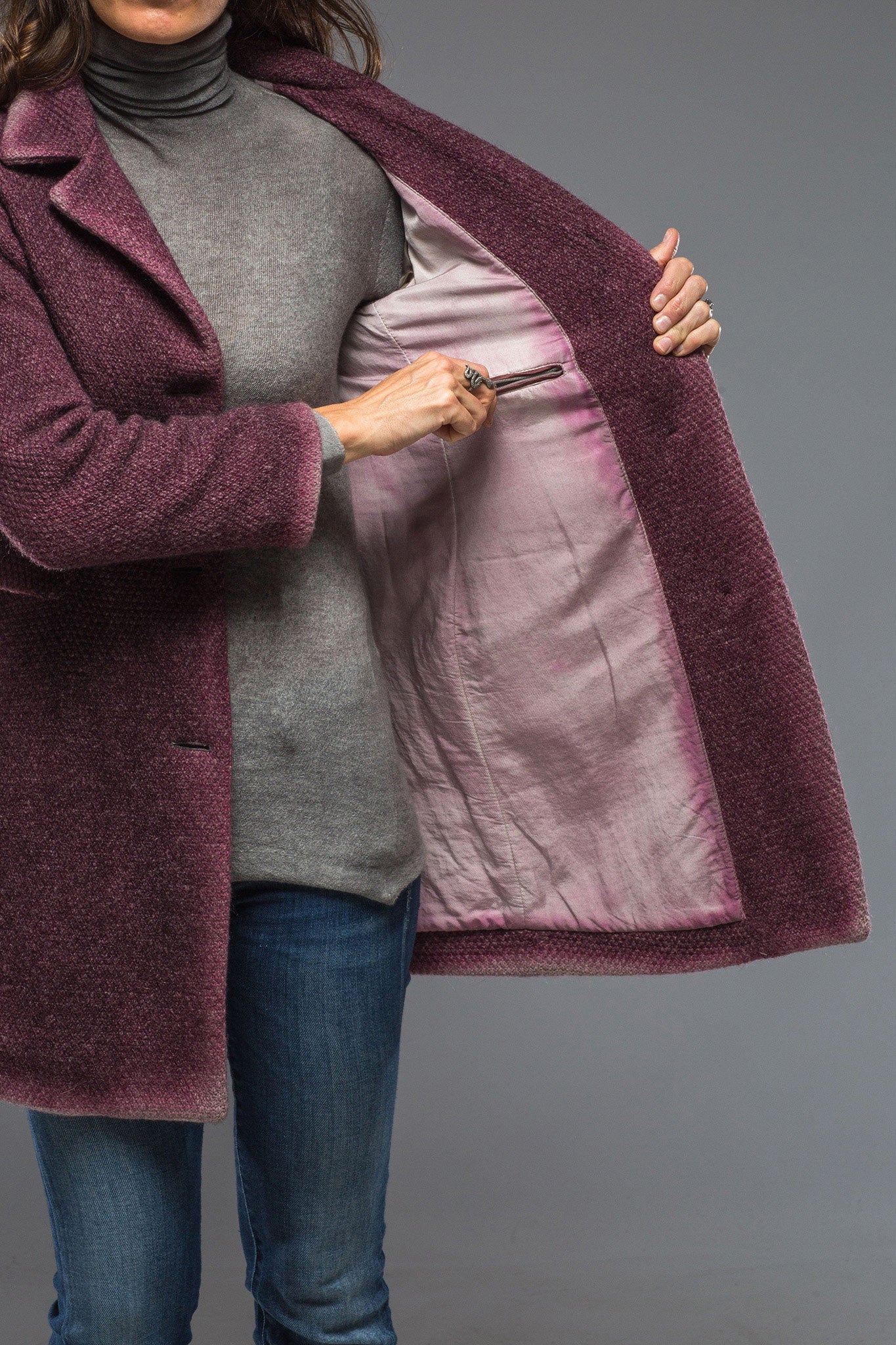 Gimo's Poppy Long Garment Dyed Coat In Berry Warehouse - Ladies - Outerwear - Cloth