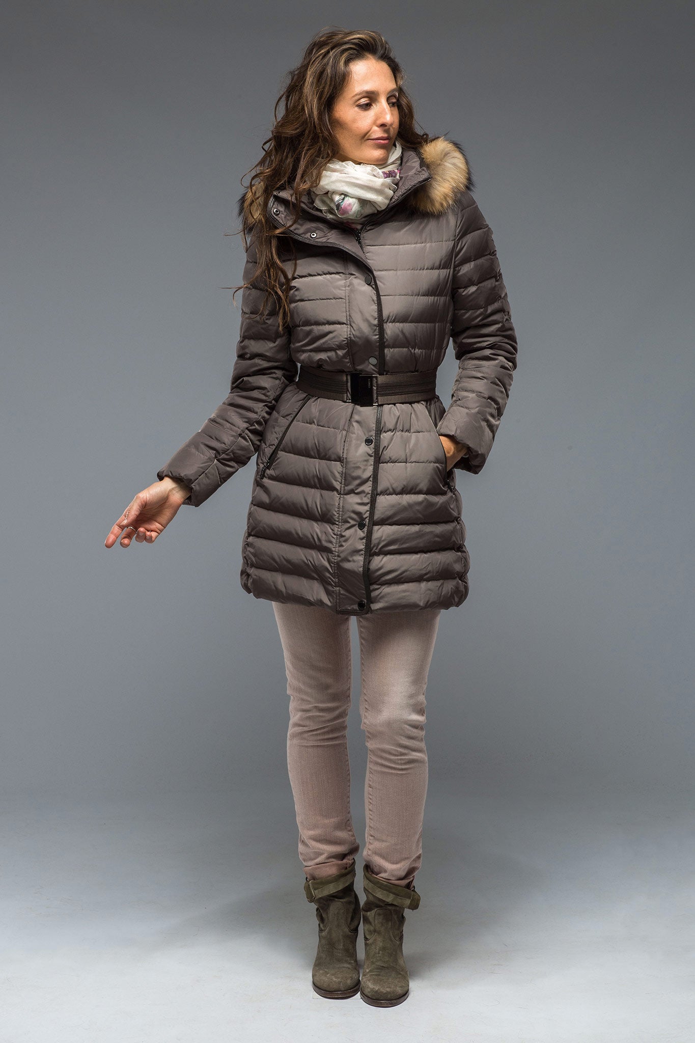 Gimo's Thalia Long Down Coat In Metalic Warehouse - Ladies - Outerwear - Cloth