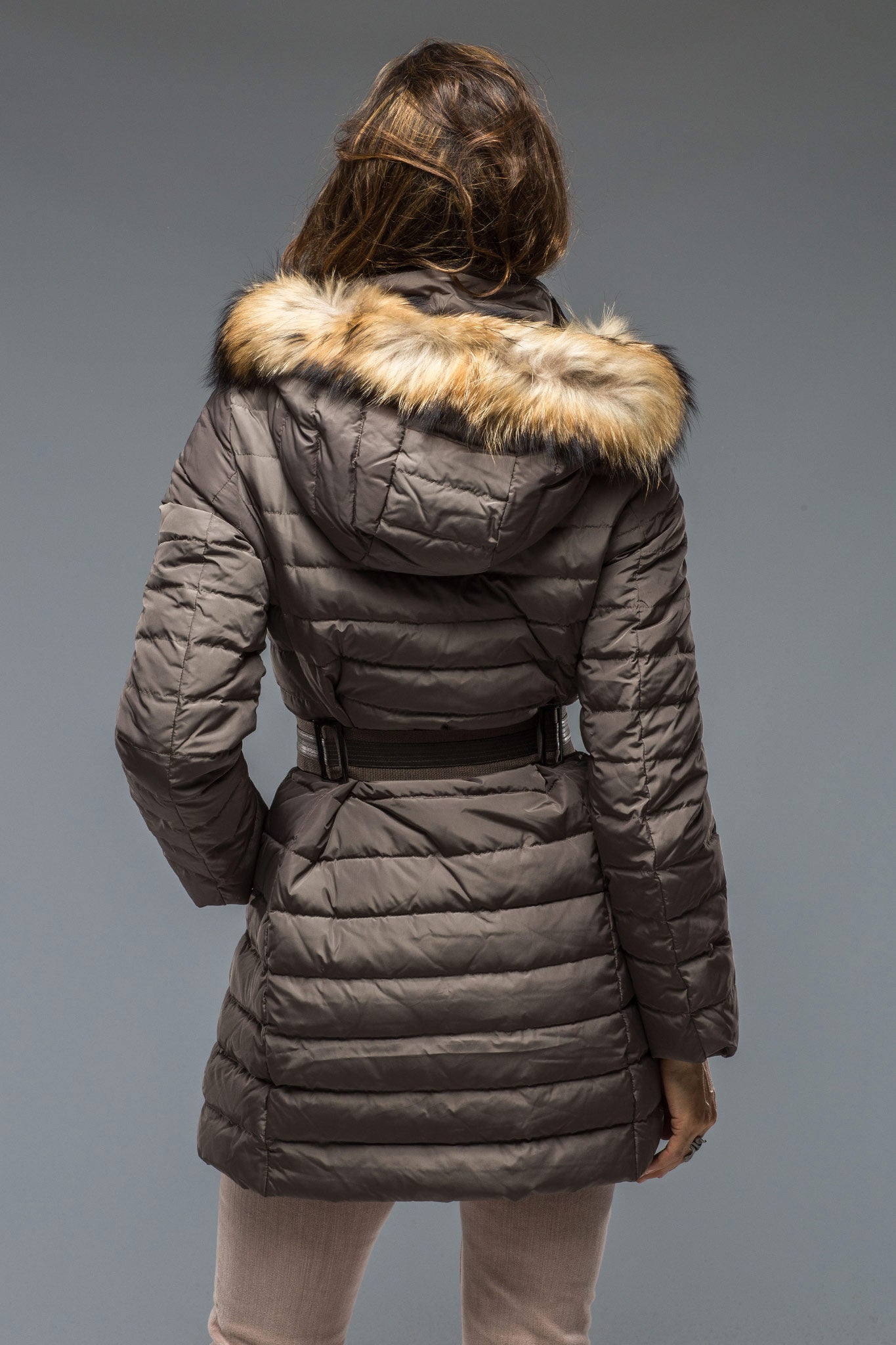 Gimo's Thalia Long Down Coat In Metalic Warehouse - Ladies - Outerwear - Cloth