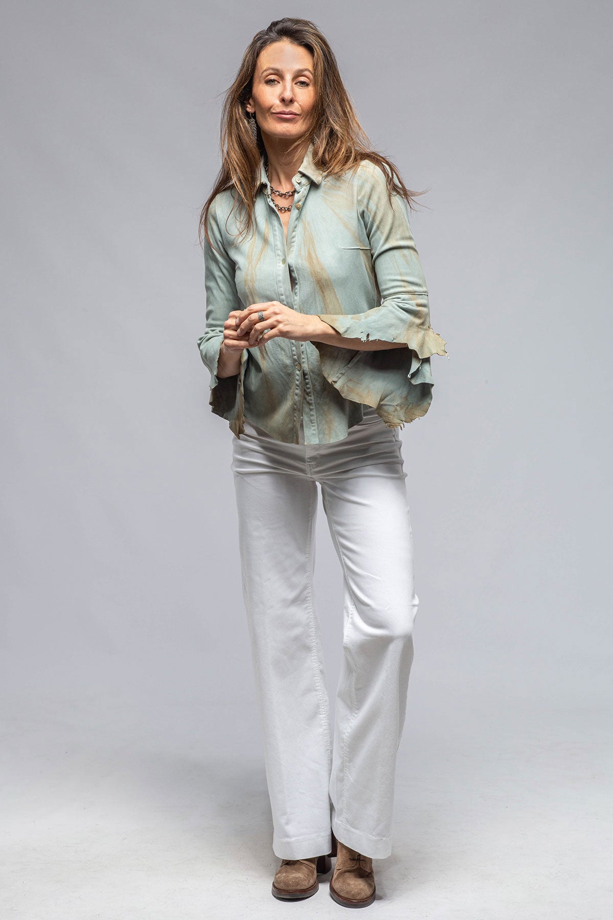 Roncarati Enchantment Flamenco Sleeve Leather Shirt Ladies - Outerwear - Leather