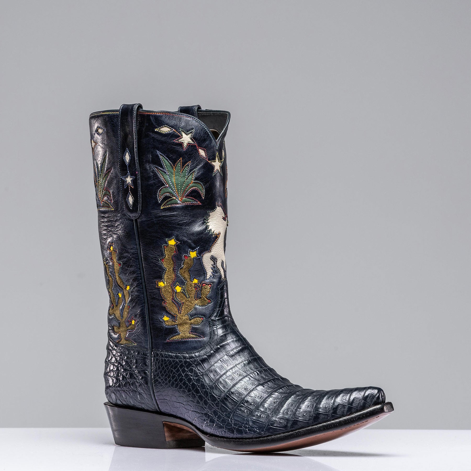 Stallion Cactus Inlay by Stallion Boots, Blue / 11