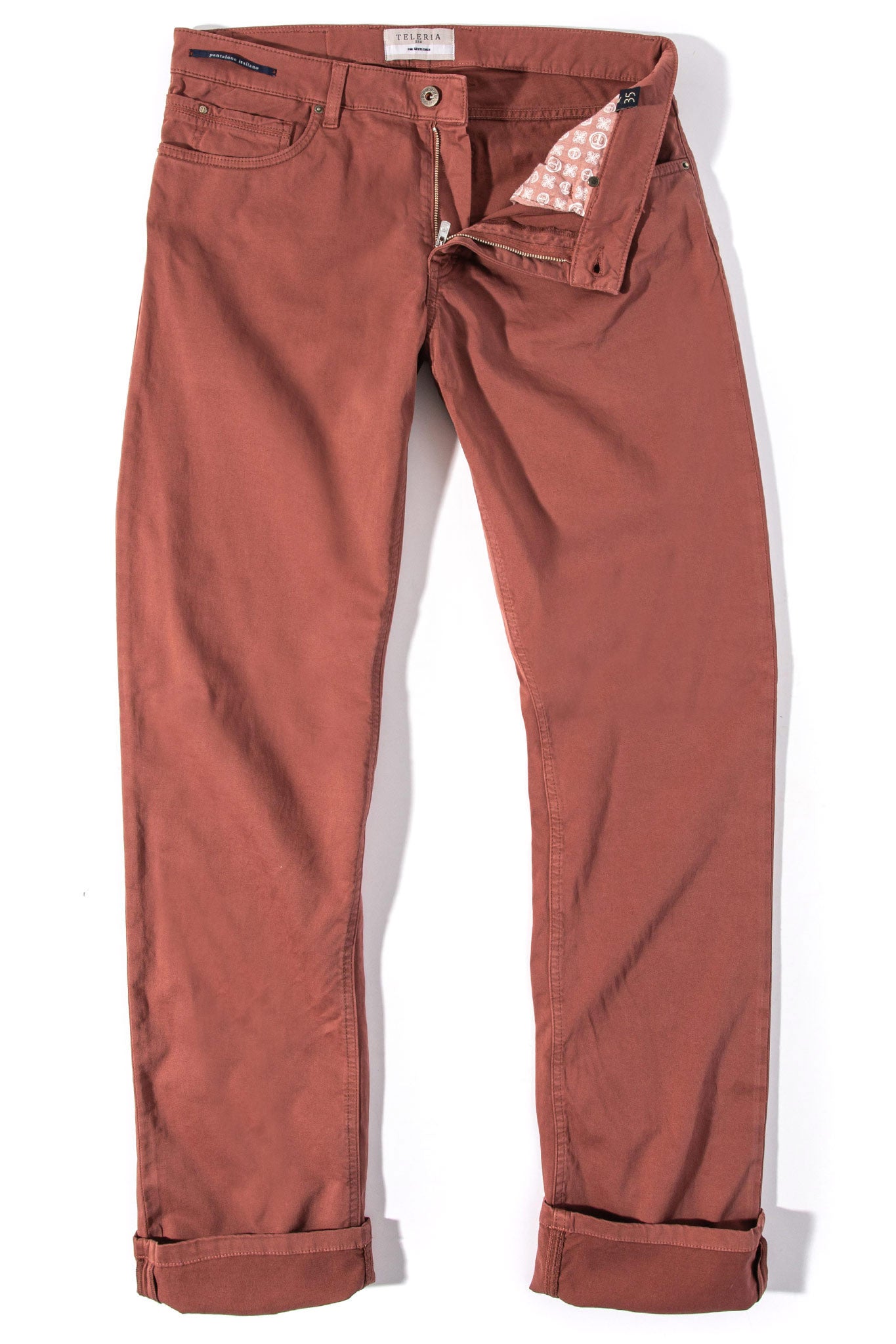 Teleria Zed Gunnison Soft Touch In Arancio Mens - Pants - 5 Pocket