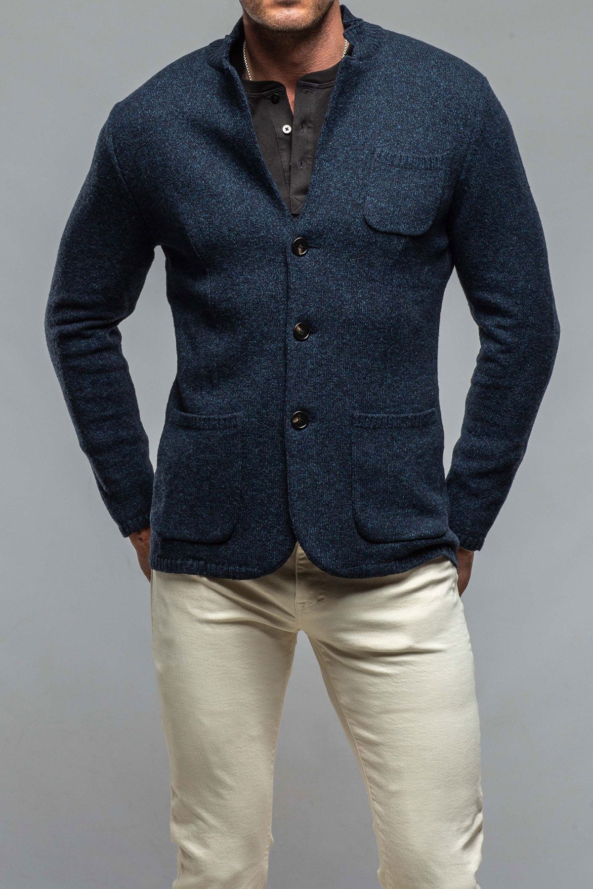 Cramer Wool Swacket in Blue | Mens - Sweaters | Axels-BDSR