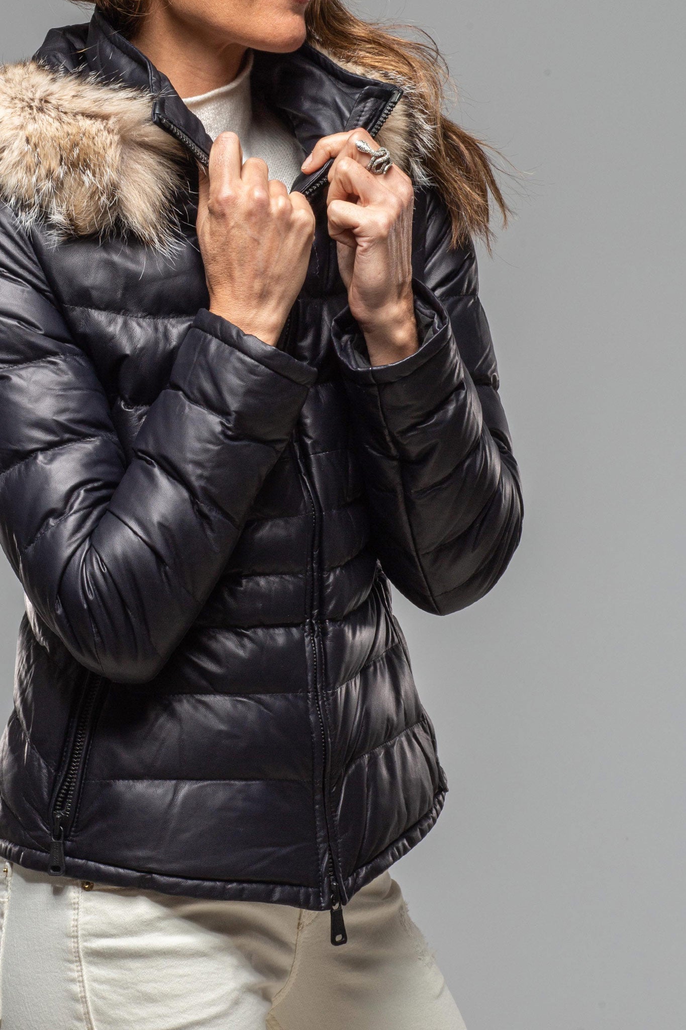 Tinto Leather Puffer Jacket In Black | Ladies - Outerwear - Leather | Heinz Bauer