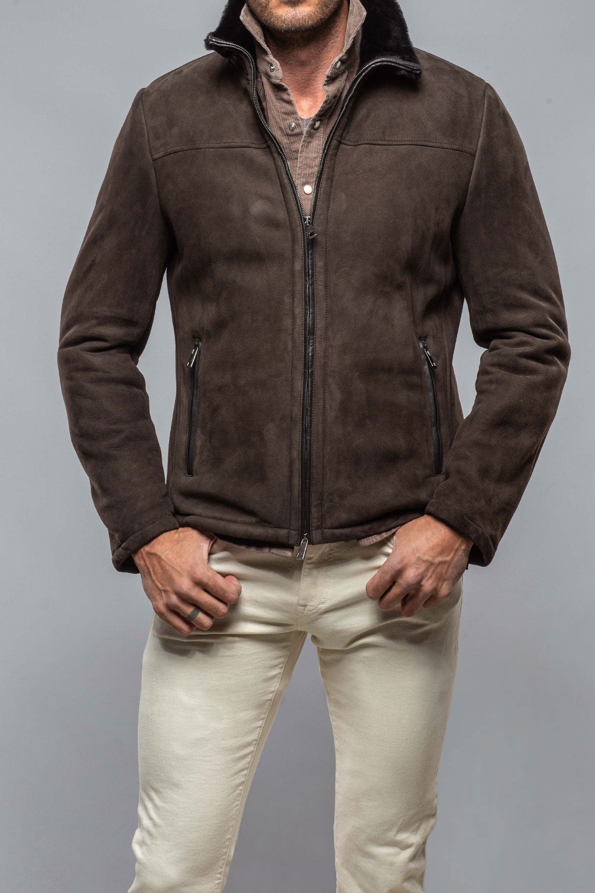 Bello Shearling In Dark Brown | Mens - Outerwear - Shearling | DiBello