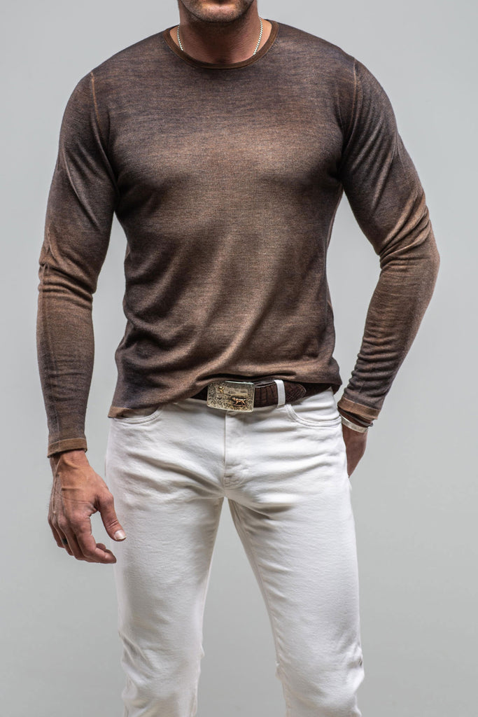 Georgio Cashmere Sweater in Rust Blue | Mens - Sweaters