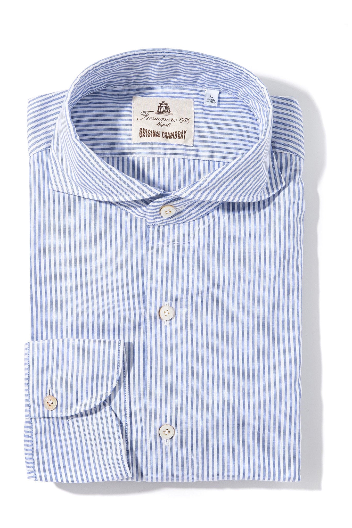 Original Chambray Sport Shirt in Blue Stripe | Mens - Shirts | Finamore Napoli