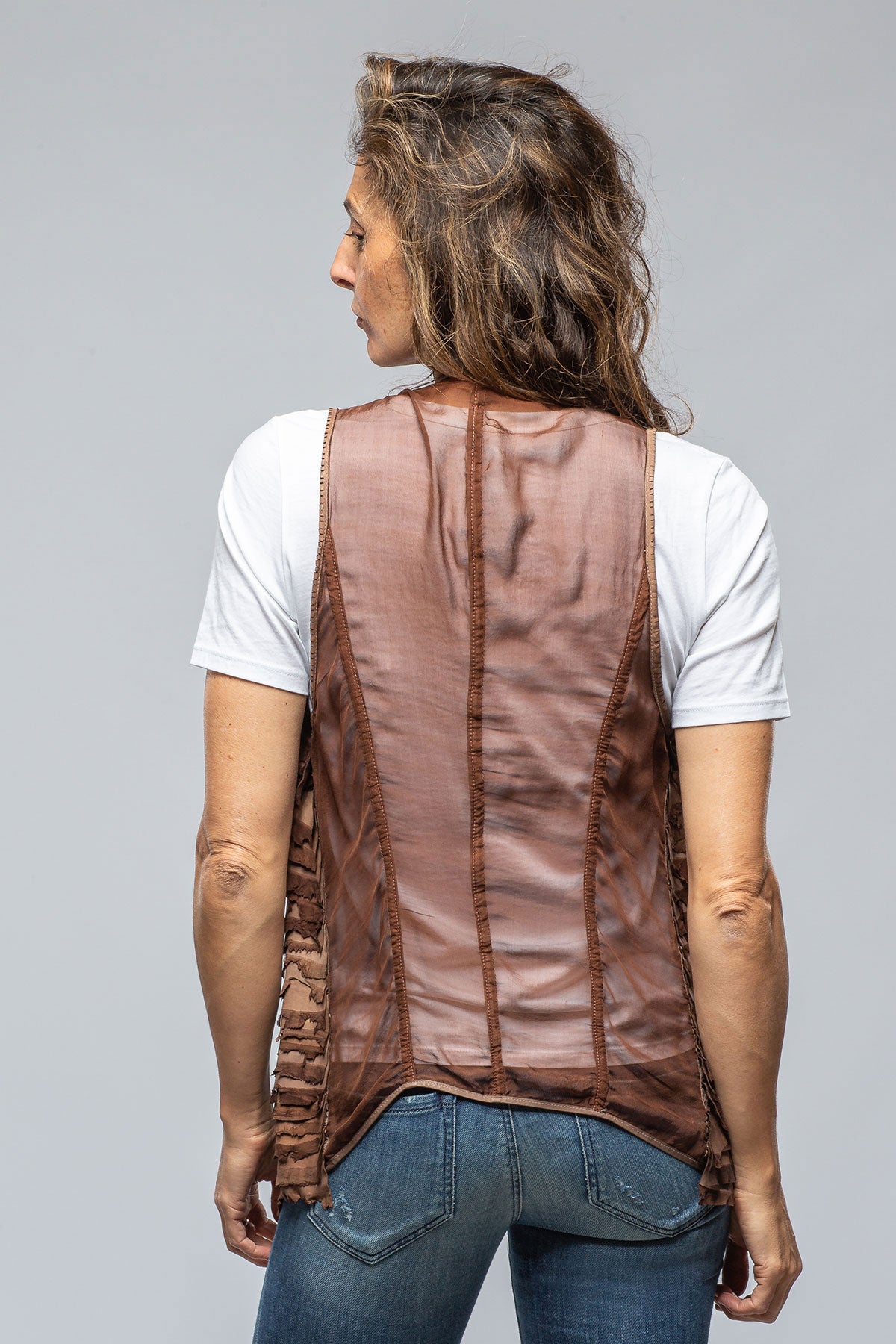 Ariza Short Leather Stripe Vest | Ladies - Outerwear - Leather | Dune