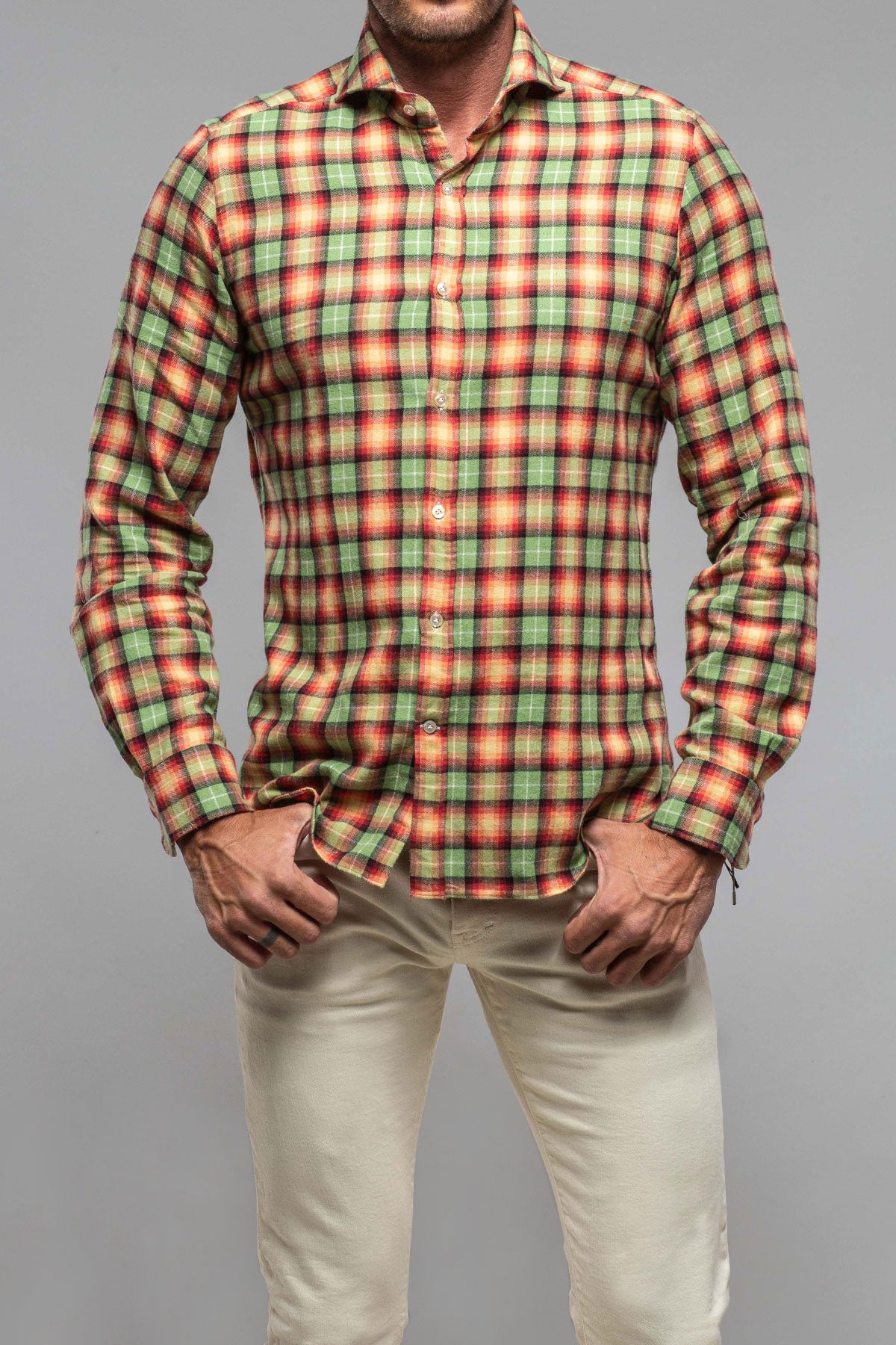 Stuart Shirt In Green/Red | Mens - Shirts | Giannetto Portofino