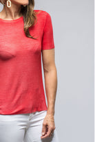Nina Round Neck Ribbed T-Shirt In Persimmons | Ladies - Tops | Avant Toi