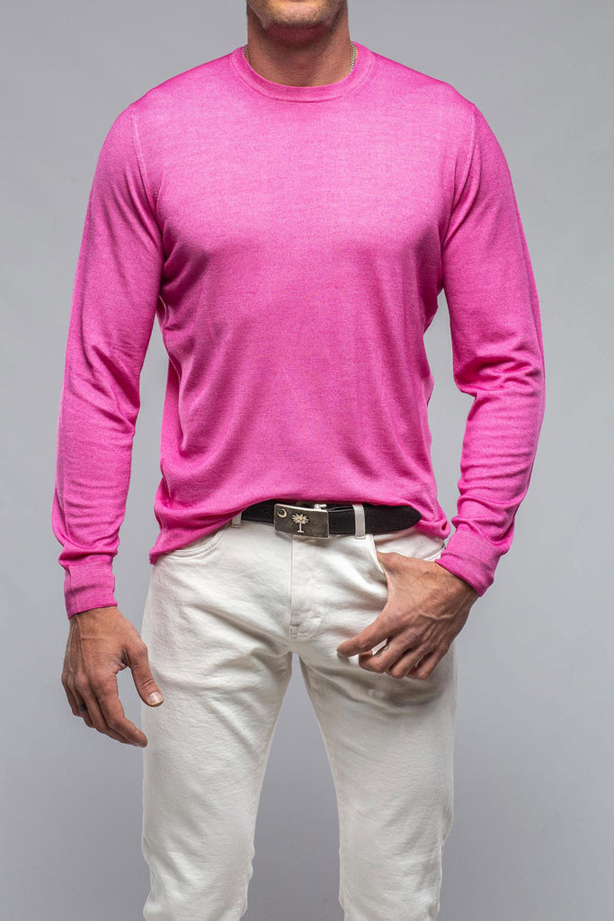 Classic Merino Crew In Pink | Mens - Sweaters