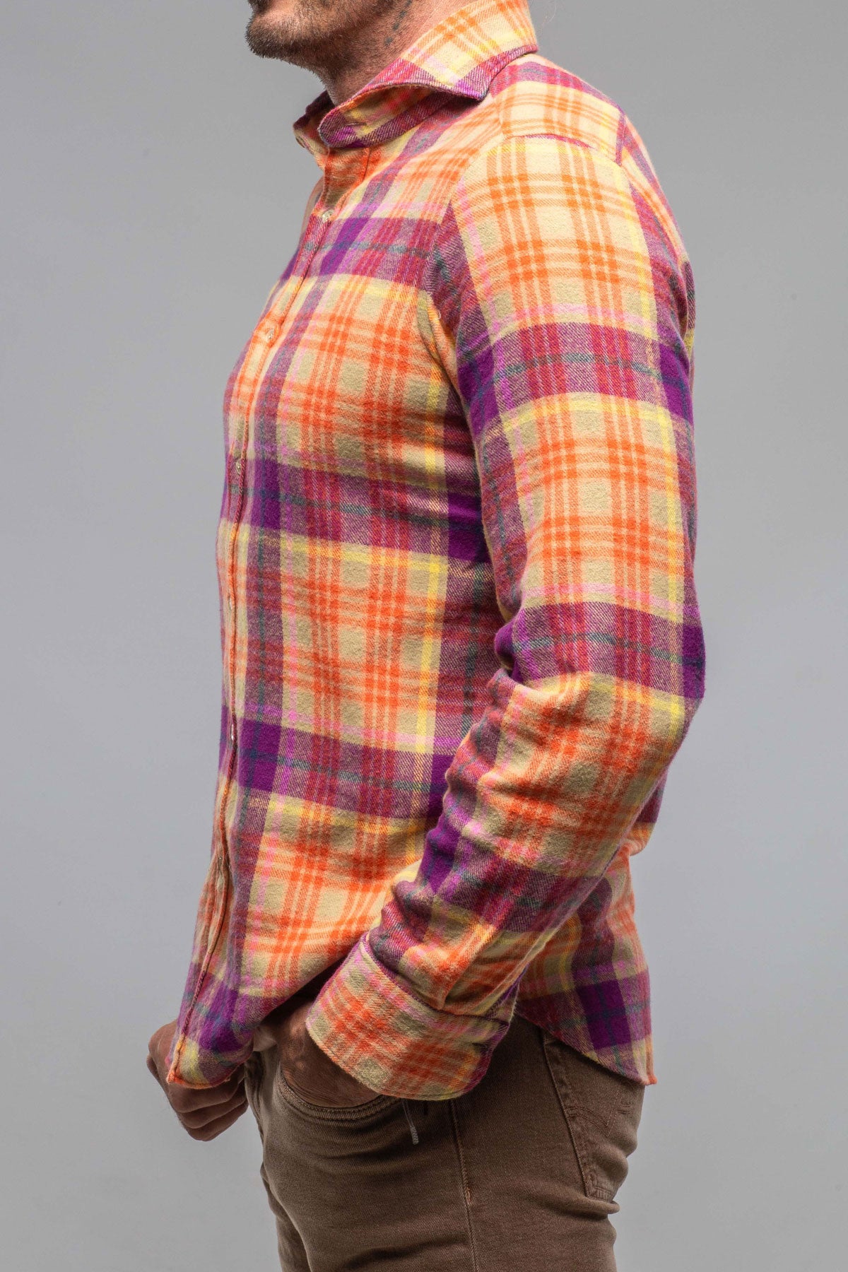 Jobe Flannel In Orange | Mens - Shirts | Giannetto Portofino