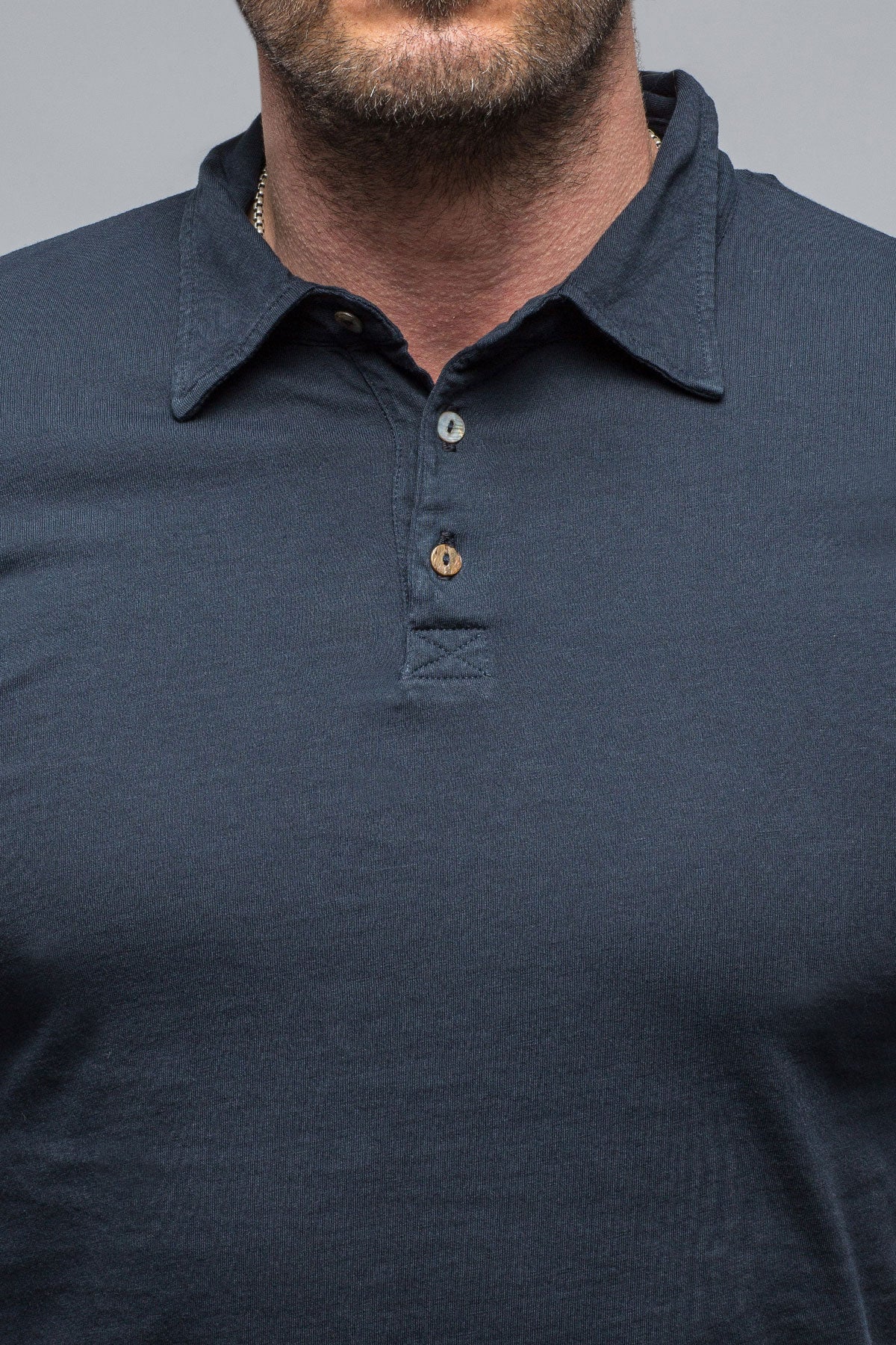 Torrance Long Sleeve Polo in Navy | Mens - Shirts - Polos | Gimo's Cotton