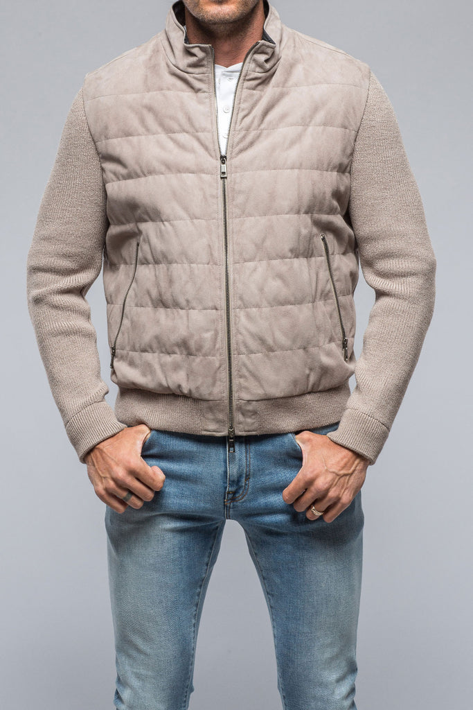 Cascade Knit and Lambskin Sued Jacket in Grigio | Samples - Mens - Outerwear