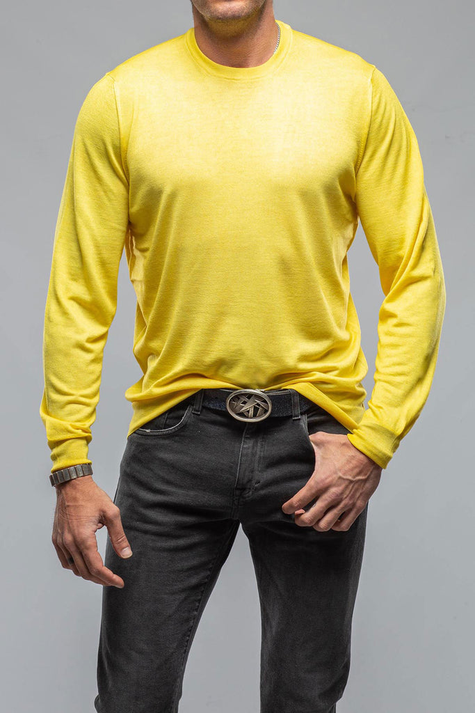 Kane Merino Crew In Yellow | Mens - Sweaters
