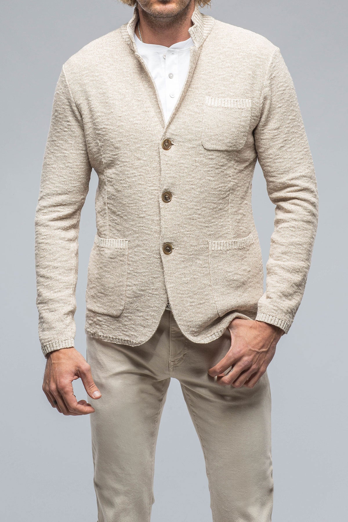Cramer Swacket in Medium Beige White | Mens - Sweaters | Axels-BDSR