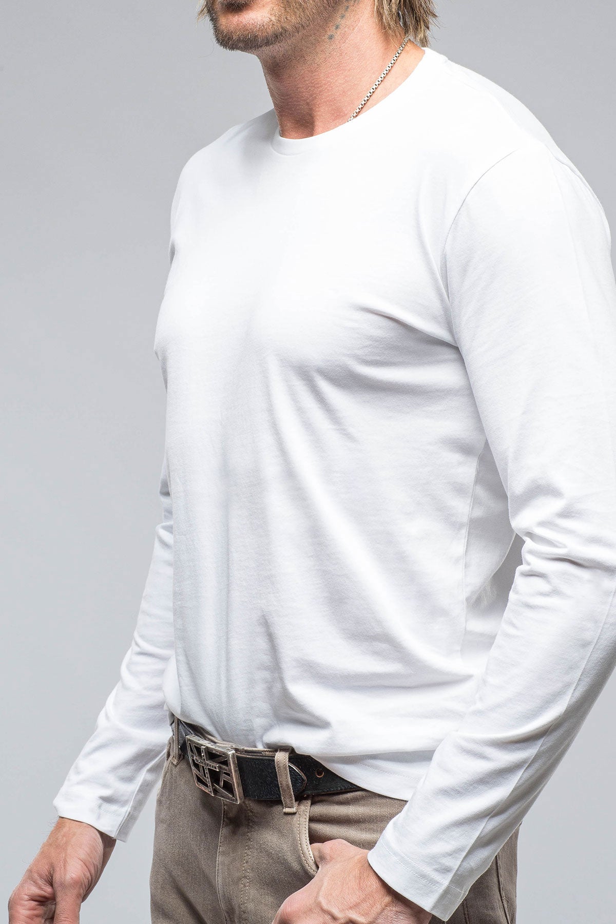 Brea LS Crew in White | Mens - Shirts - T-Shirts | Georg Roth