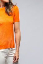 Nina Round Neck Ribbed T-Shirt In Orange | Ladies - Tops | Avant Toi