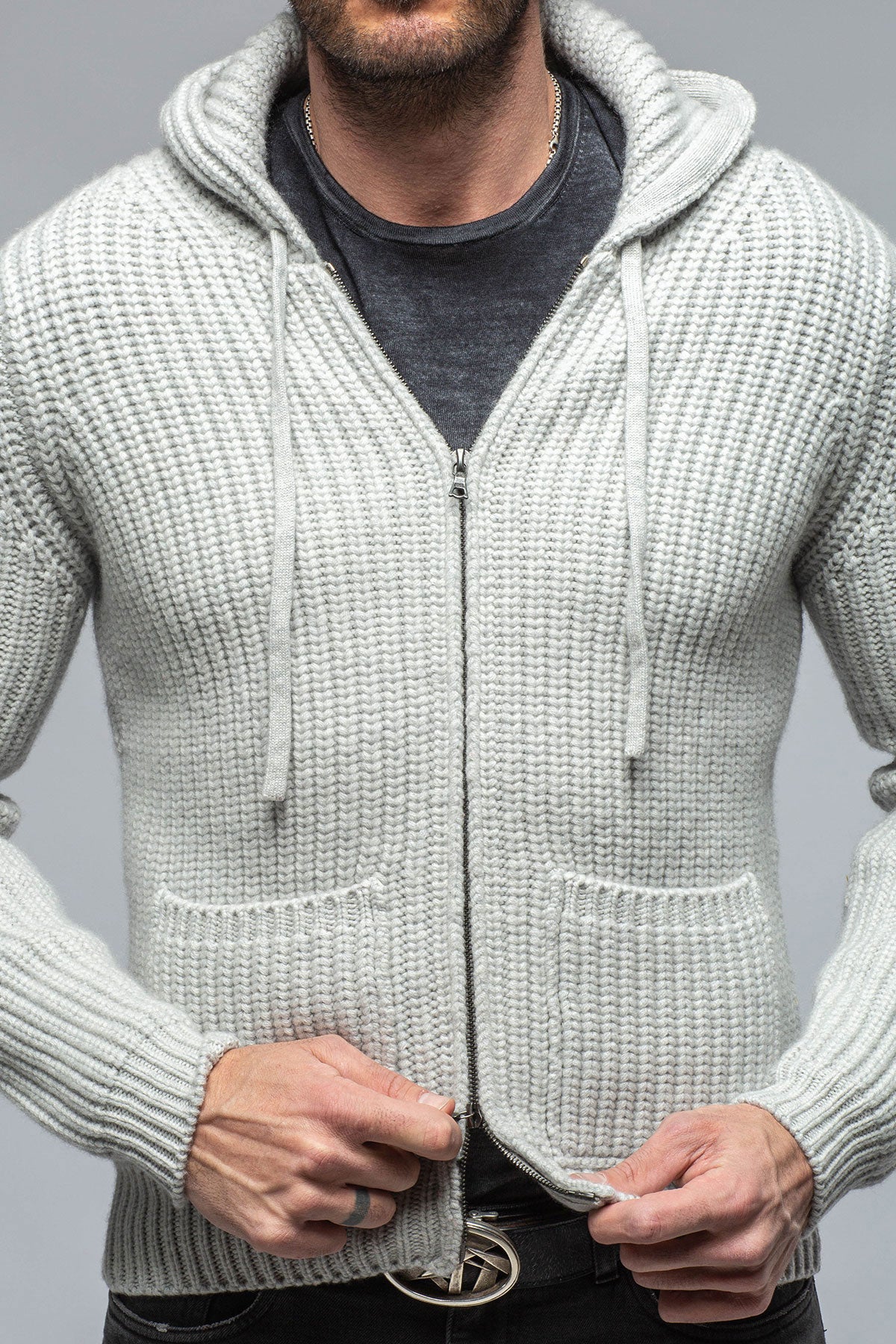 Men's knitted best sale zip up hoodie