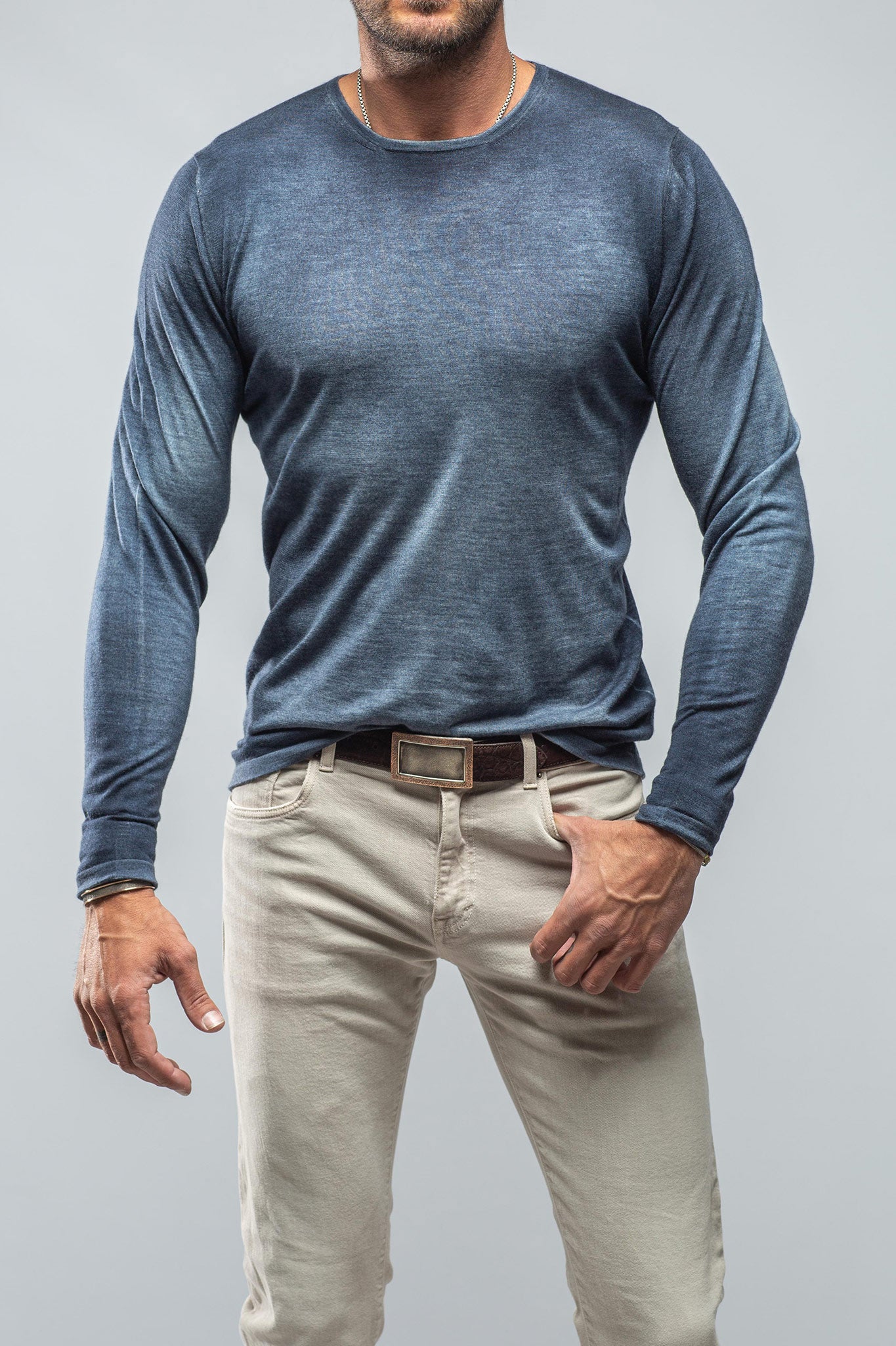 Georgio Cashmere Sweater in Avio Blue | Mens - Sweaters | Dune