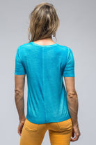 Nina Round Neck Ribbed T-Shirt In Turquoise | Ladies - Tops | Avant Toi