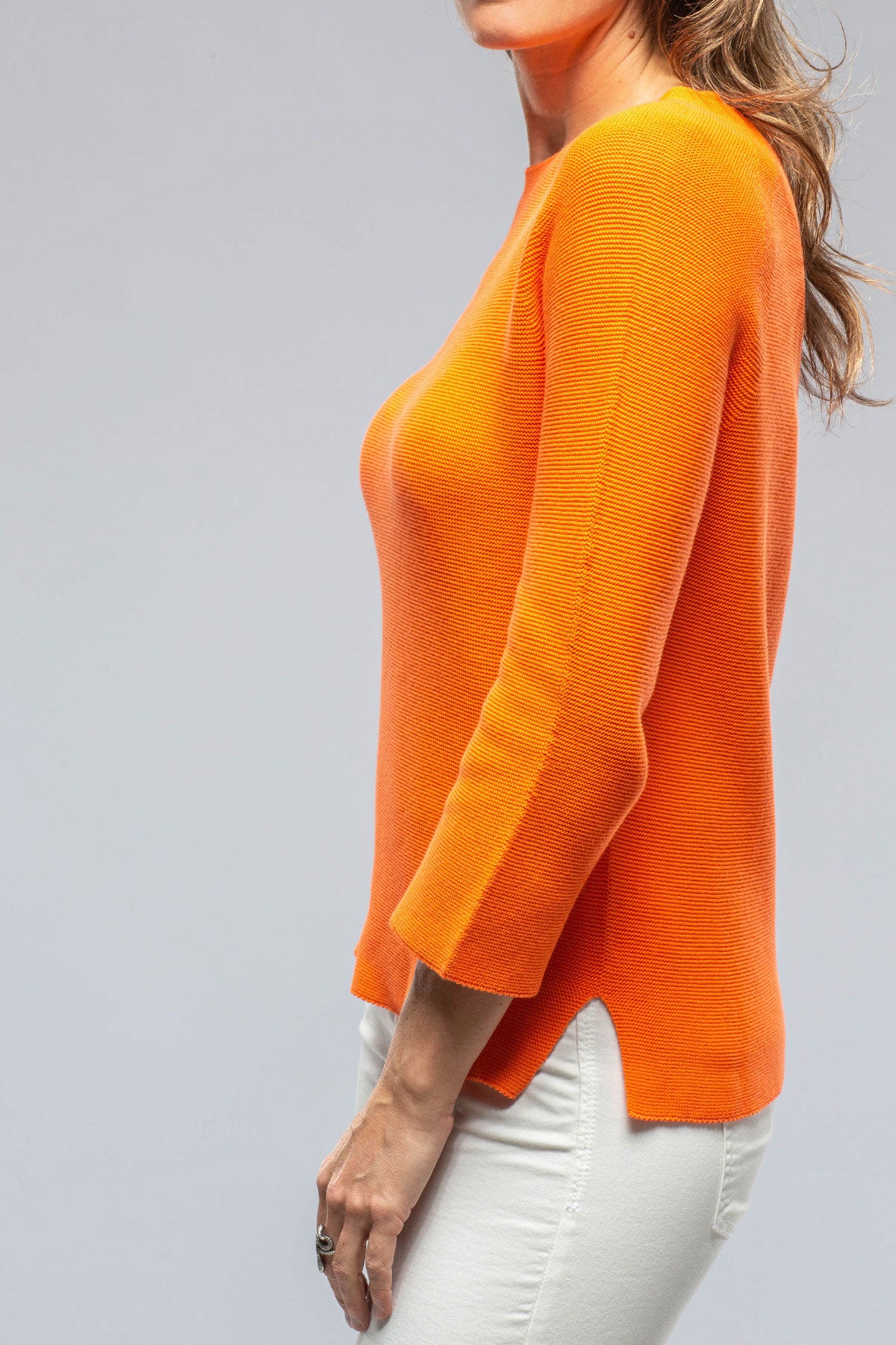 Sasha Raw Edge Sweater In Orange | Ladies - Sweaters | Amina Rubinacci
