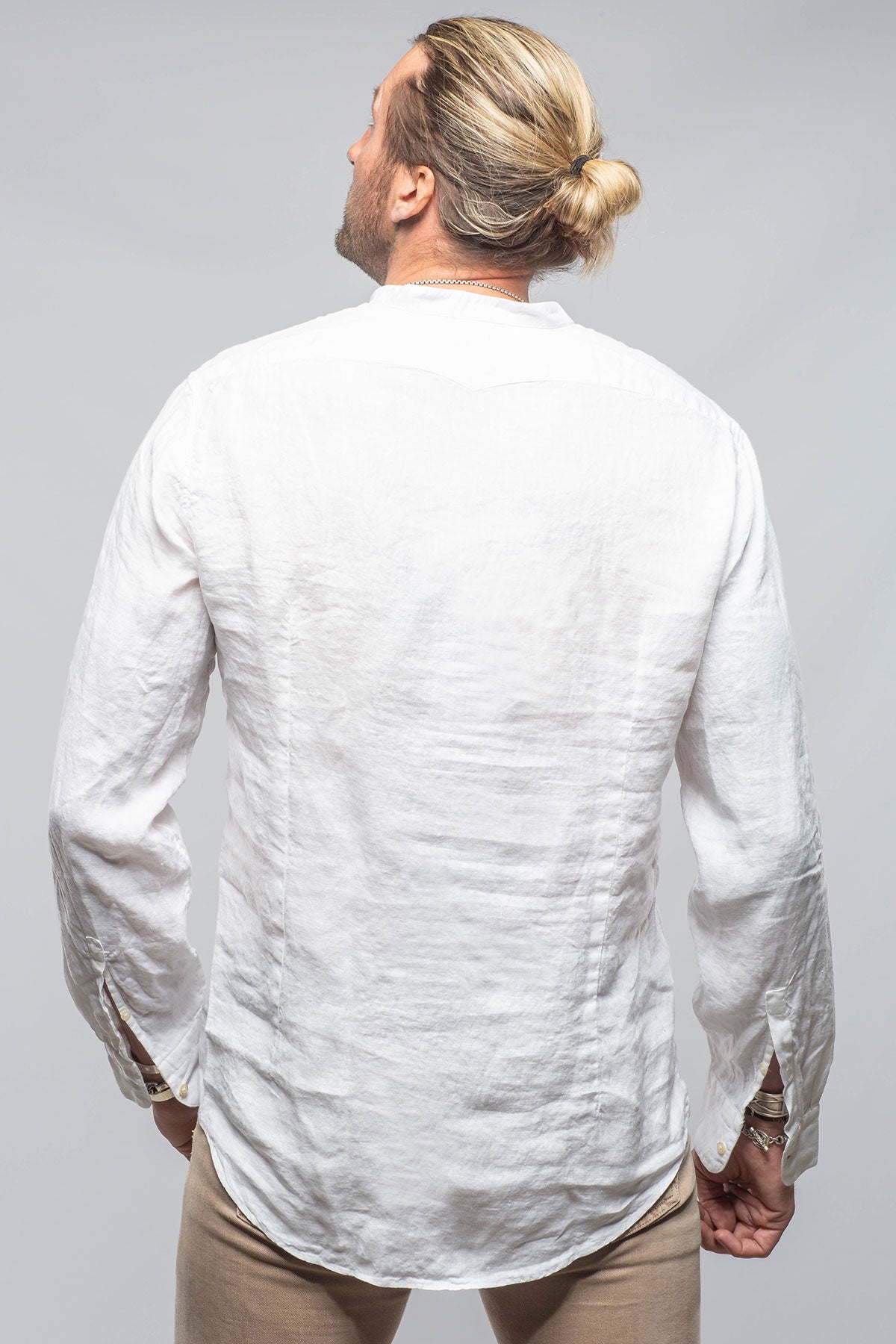 Bianco Banded Linen Jersey | Mens - Shirts - Dress | Massimo Alba