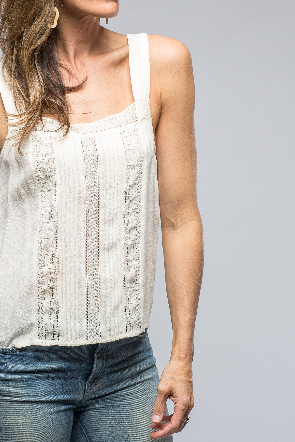 Dune Top In White Crepe