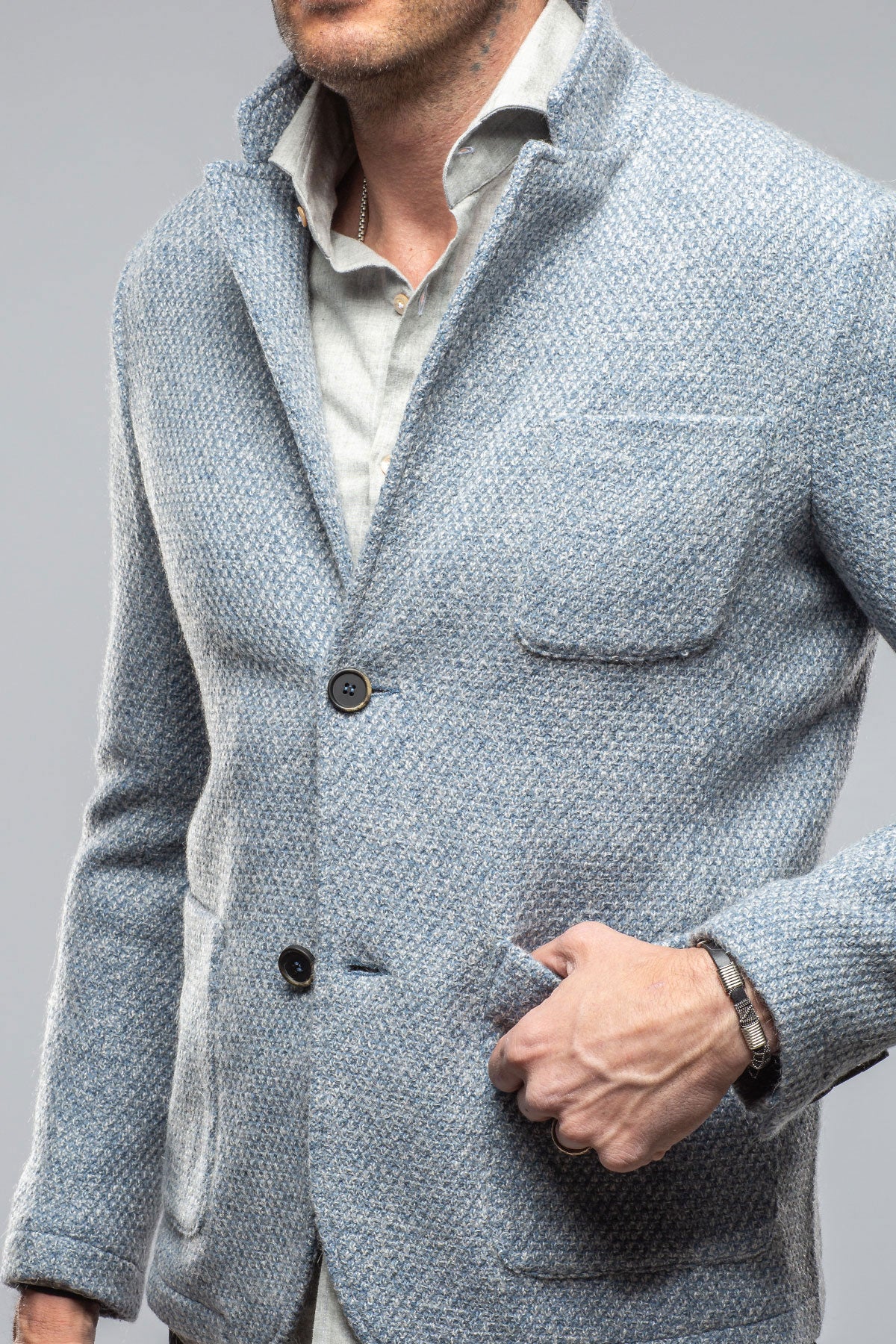 Halifax Knit Coat In Light Blue | Warehouse - Mens - Outerwear - Cloth | Gimo's