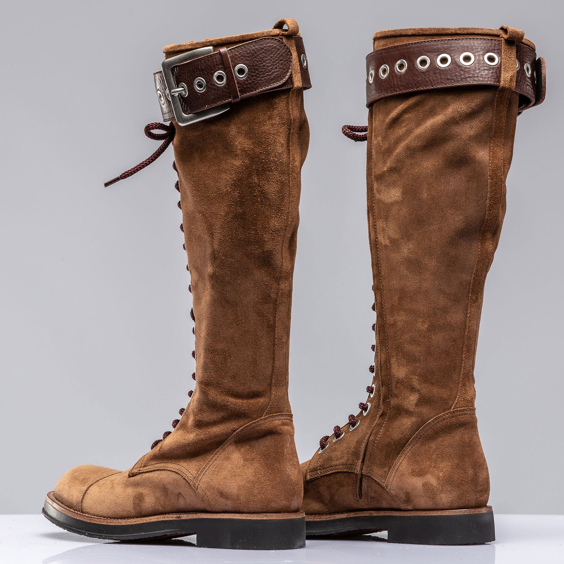 Alberto Fasciani Alps Tall Lace Up Boot W/ Buckle In Cognac Suede
