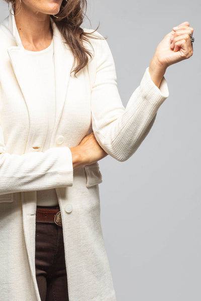 Amina Rubinacci Asana Long Velvet Cord Jacket In Cream Ladies - Tailored - Jackets