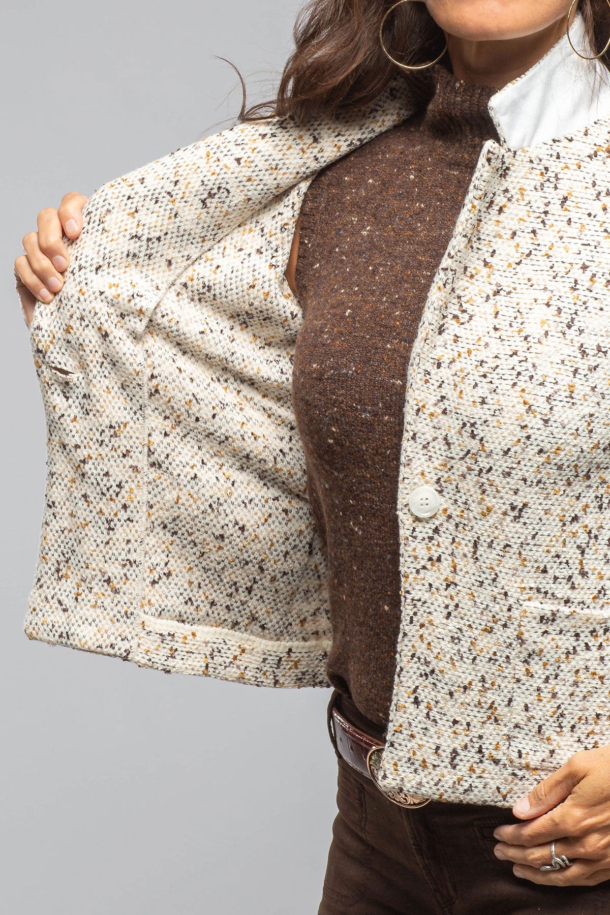Catarina Single Button Jacket In Tweed | Ladies - Tailored - Jackets | Amina Rubinacci