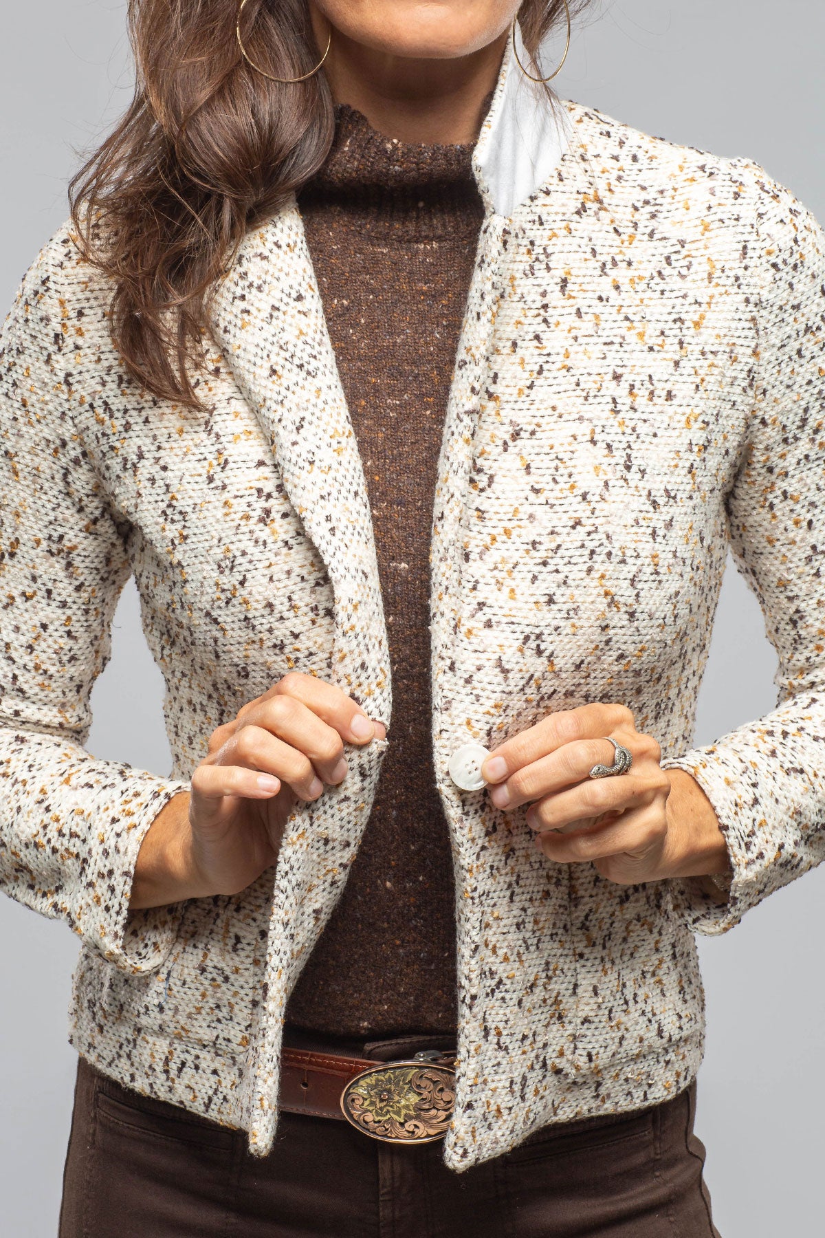 Catarina Single Button Jacket In Tweed | Ladies - Tailored - Jackets | Amina Rubinacci
