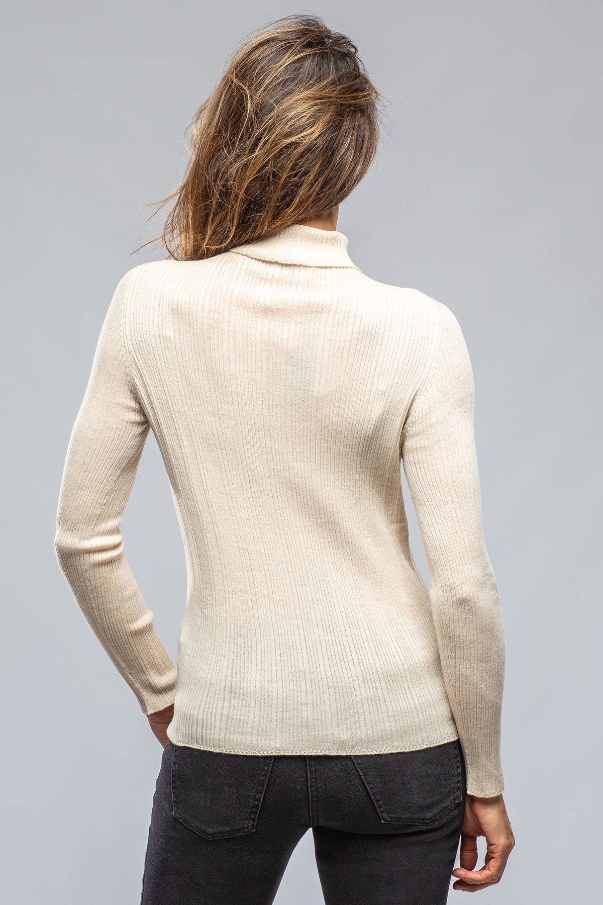 Celia Ribbed T.Neck Top In Beige | Ladies - Sweaters | Amina Rubinacci