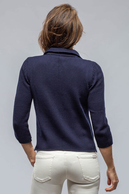 Amina Rubinacci Crete Zip Sweater In Navy Ladies - Sweaters