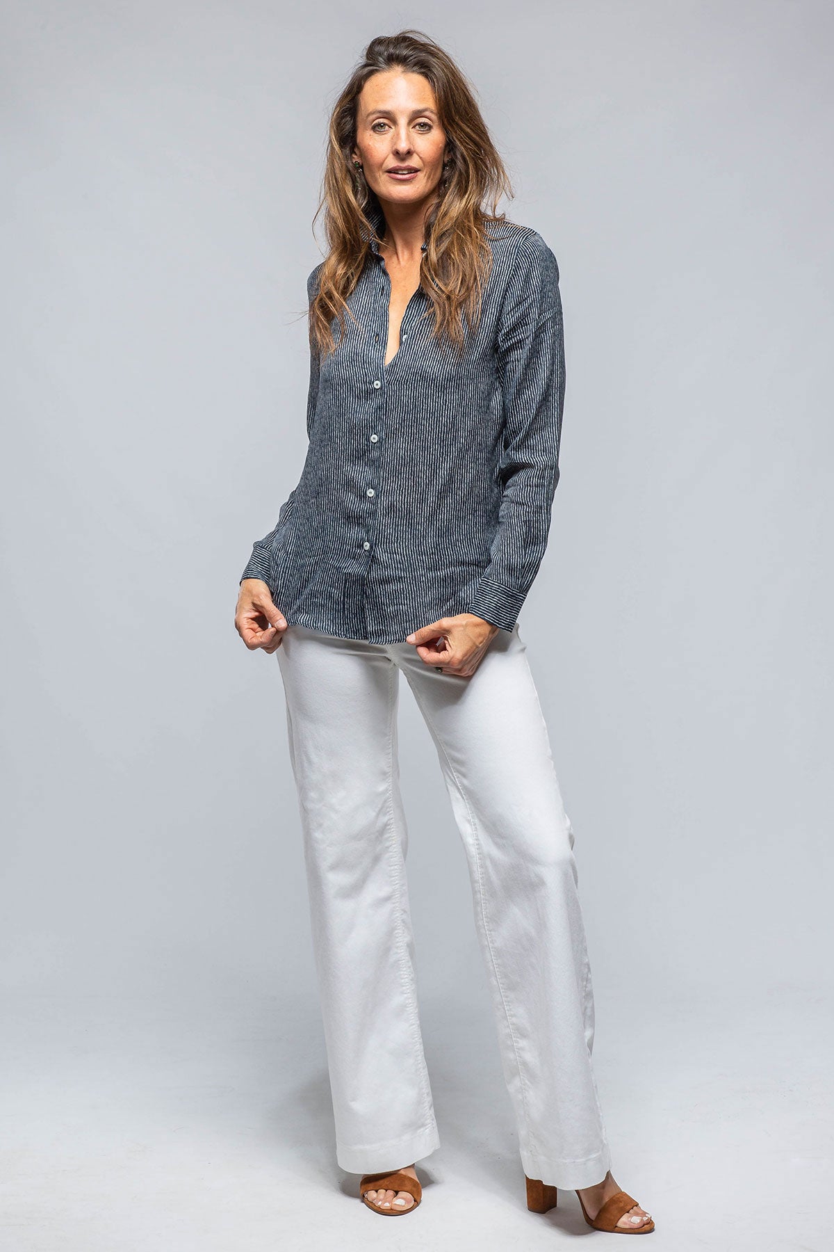 Dolce Thin Stripe Silk Blouse | Ladies - Blouses | Amina Rubinacci