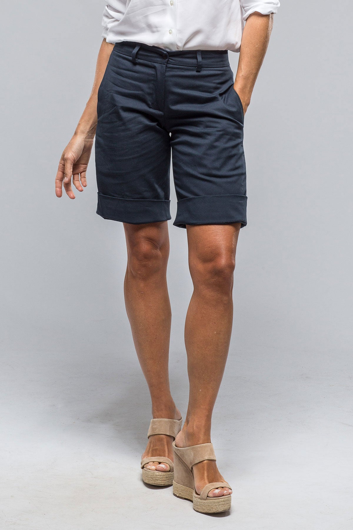 Amina Rubinacci Gelato Long Shorts In Navy Ladies - Shorts