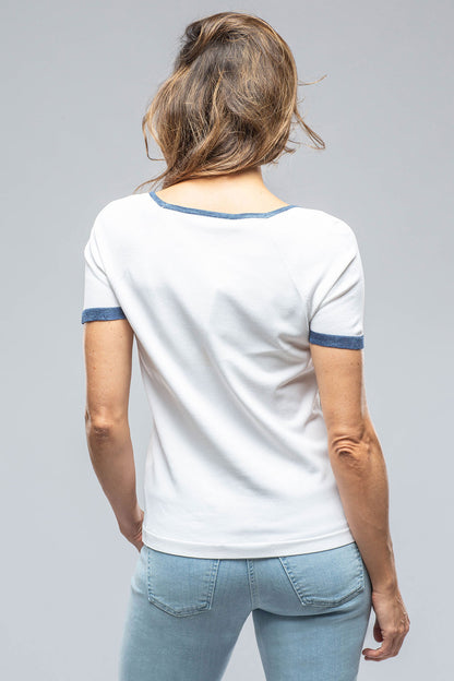 Amina Rubinacci Malva Scoop Neck Top w/ Blue Trim Ladies - Tops