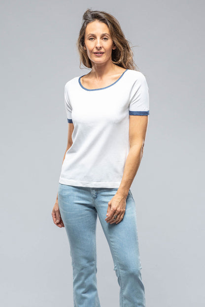 Amina Rubinacci Malva Scoop Neck Top w/ Blue Trim Ladies - Tops