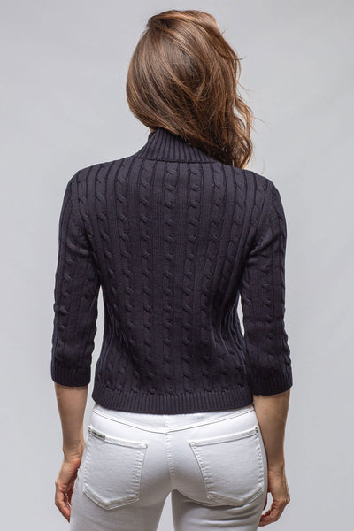 Naxos Short Sweater In Navy | Ladies - Sweaters | Amina Rubinacci