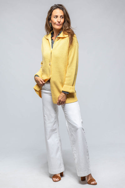 Amina Rubinacci Nina Long Cashmere Ribbed Cardigan In Butter Yellow Ladies - Sweaters